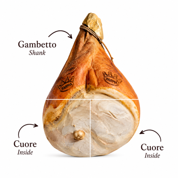 Prosciutto di Parma PDO, S. Ilario - Aged Over 30 Months - Whole, Boneless Divided into Three Pieces